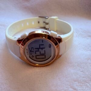 Stylish White and Gold Digital Watch